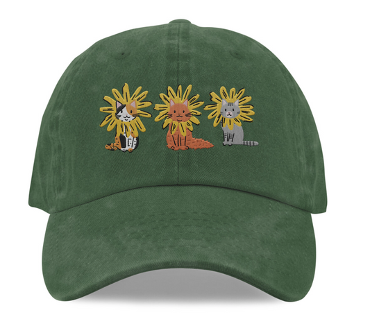 Black Eyed Susan Cat (Green) / Baseball Hat - Route One Apparel