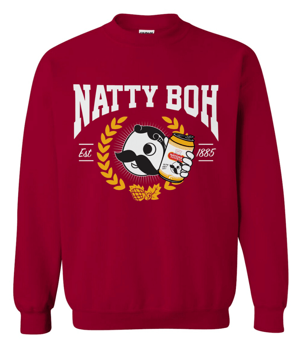 Varsity Natty Boh (Cardinal Red) / Crew Sweatshirt - Route One Apparel