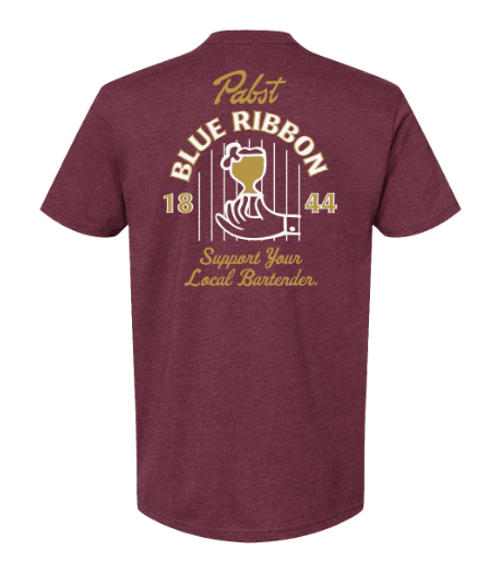 Pabst Blue Ribbon Support Your Local Bartender (Heather Maroon) / Shirt - Route One Apparel