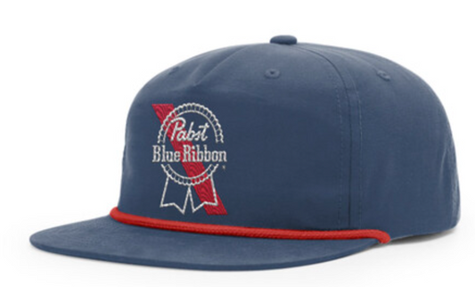 Pabst Blue Ribbon (Navy) / Rope Snapback Hat - Route One Apparel