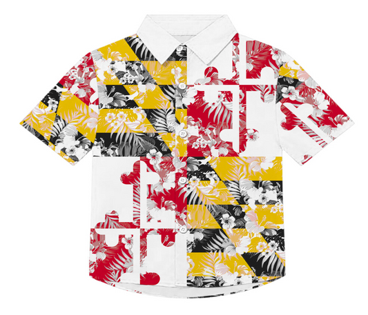 *Youth* Maryland Flag Floral / Hawaiian Shirt - Route One Apparel