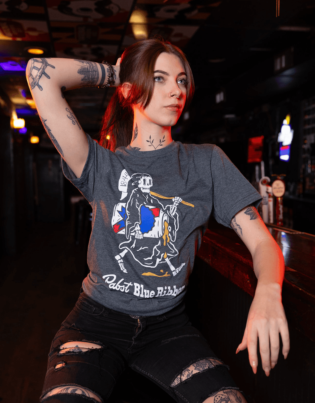 Pabst Blue Ribbon Grim Reaper (Grey) / Shirt - Route One Apparel