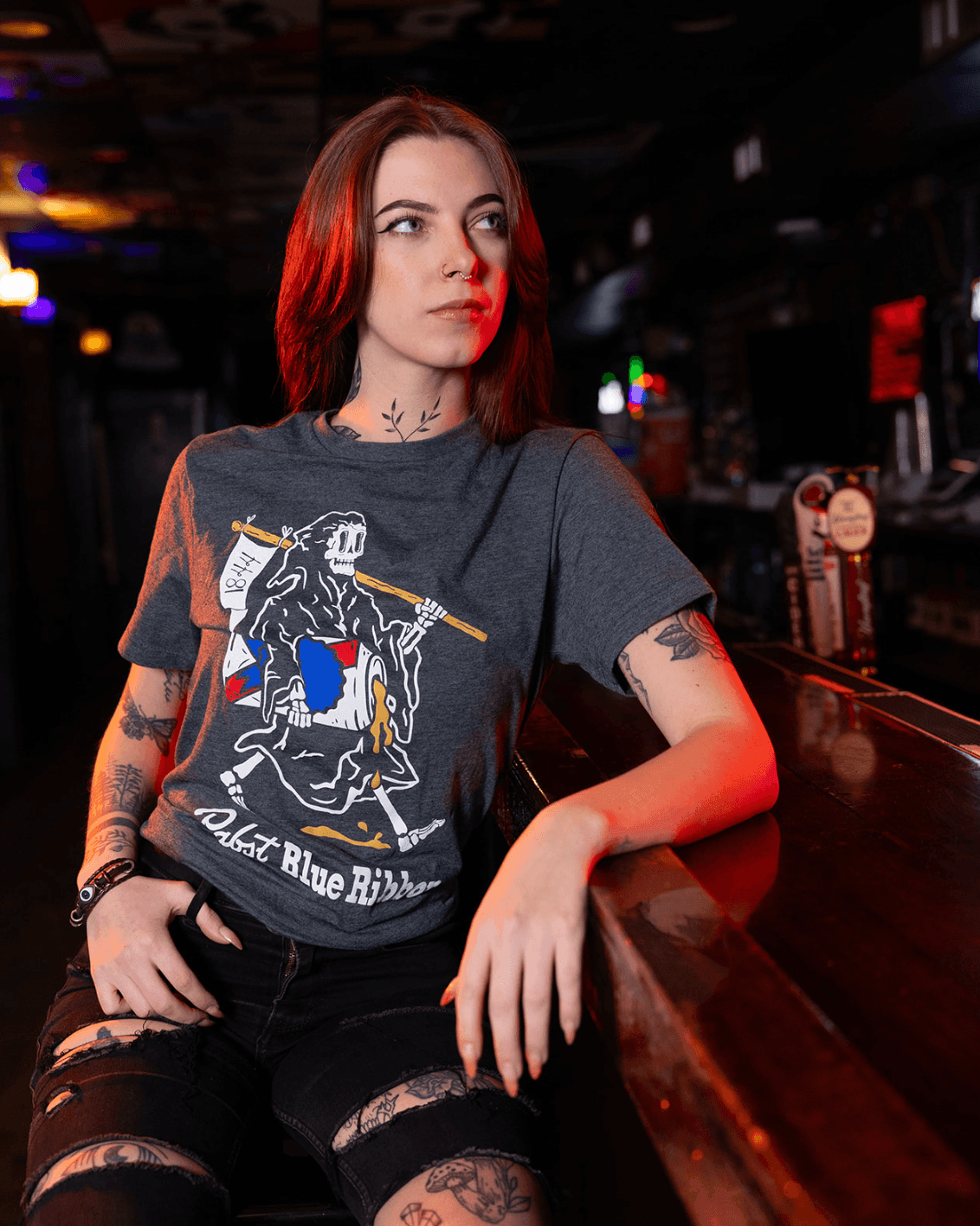 Pabst Blue Ribbon Grim Reaper (Grey) / Shirt - Route One Apparel