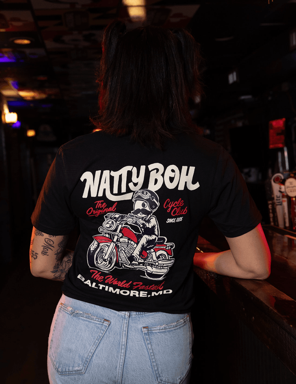 Natty Boh on a Motorcycle (Black) / Shirt - Route One Apparel