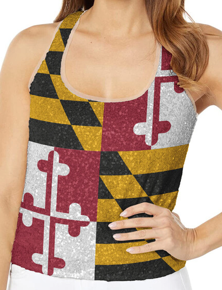 Maryland Flag / Sequin Tank Top - Route One Apparel