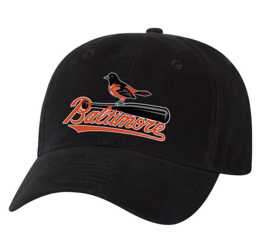 *PRE-ORDER* Baltimore Baseball Bat & Bird (Black) / Baseball Hat (Estimated Ship Date: 4/5)