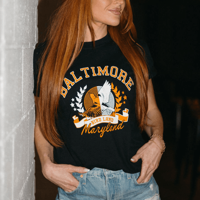 Baltimore Bird Land Varsity Tee - Brightside X R1A (Black) / Shirt