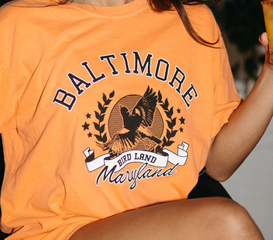 Baltimore Bird Land Varsity Tee - Brightside X R1A (Orange) / Shirt