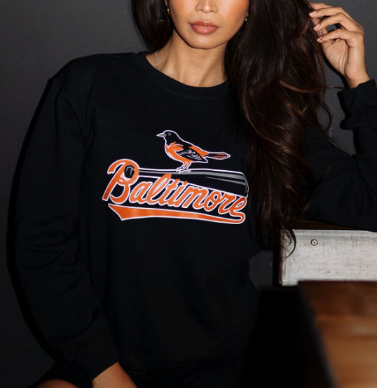 Baltimore Baseball Bat & Bird (Black) / Crew Sweatshirt