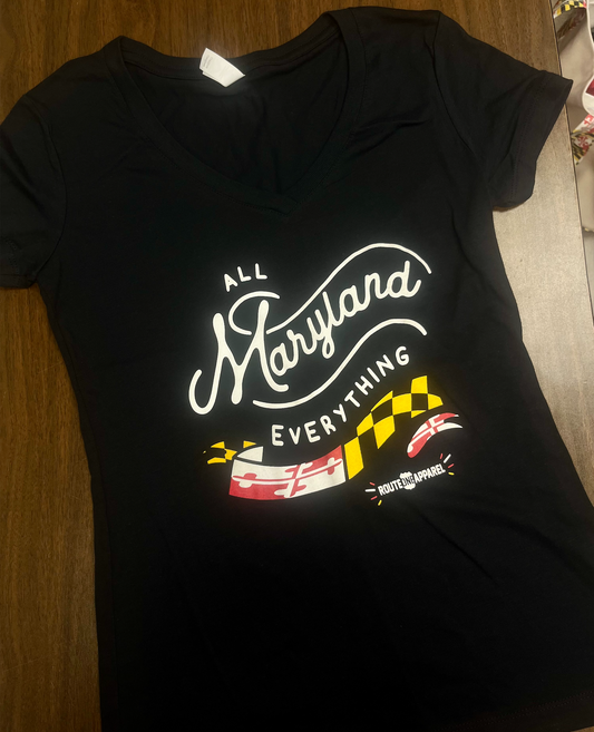 All Maryland Everything (Black) / Ladies V-Neck Shirt