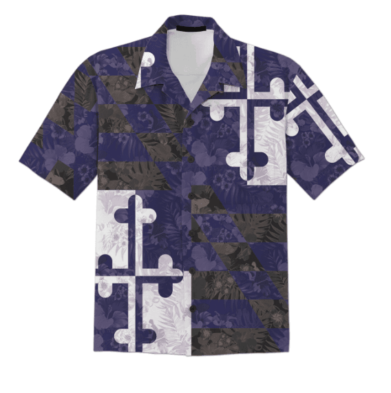 Maryland Flag Purple Floral / Hawaiian Shirt