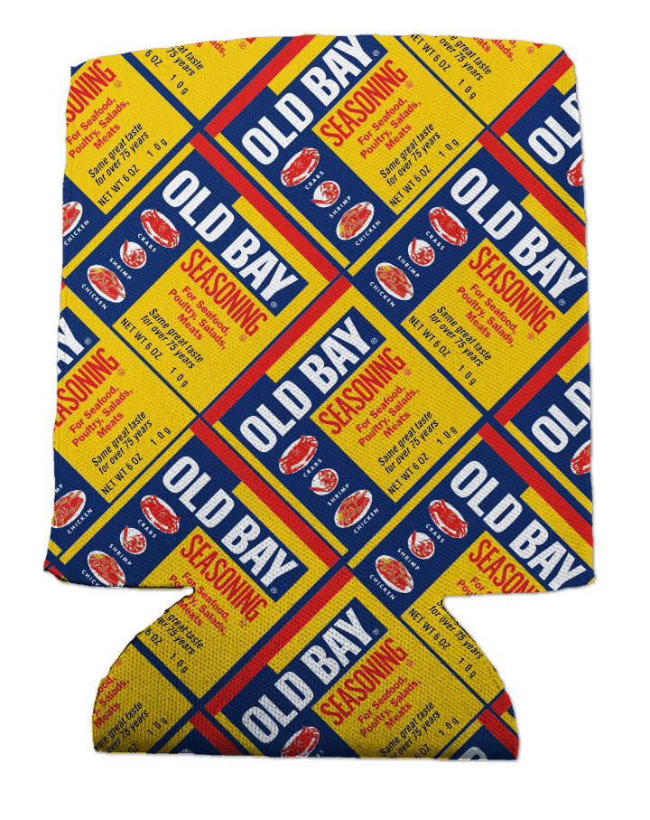 Flat OLD BAY Can Pattern / Can Cooler