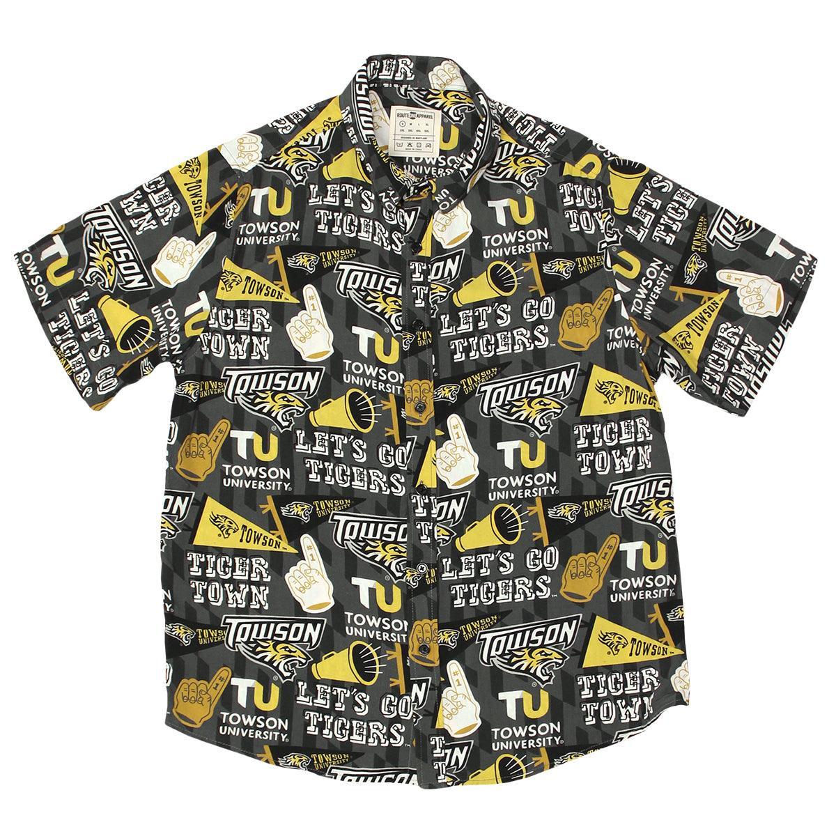 Towson University Fan Pattern (Grey) / Hawaiian Shirt - Route One Apparel