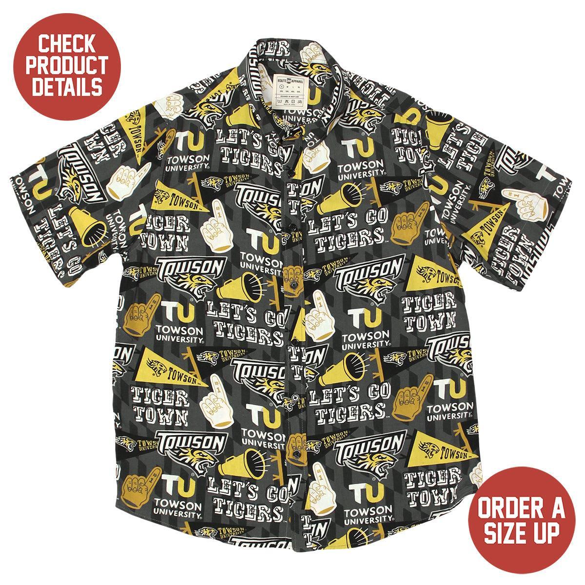 Towson University Fan Pattern (Grey) / Hawaiian Shirt - Route One Apparel