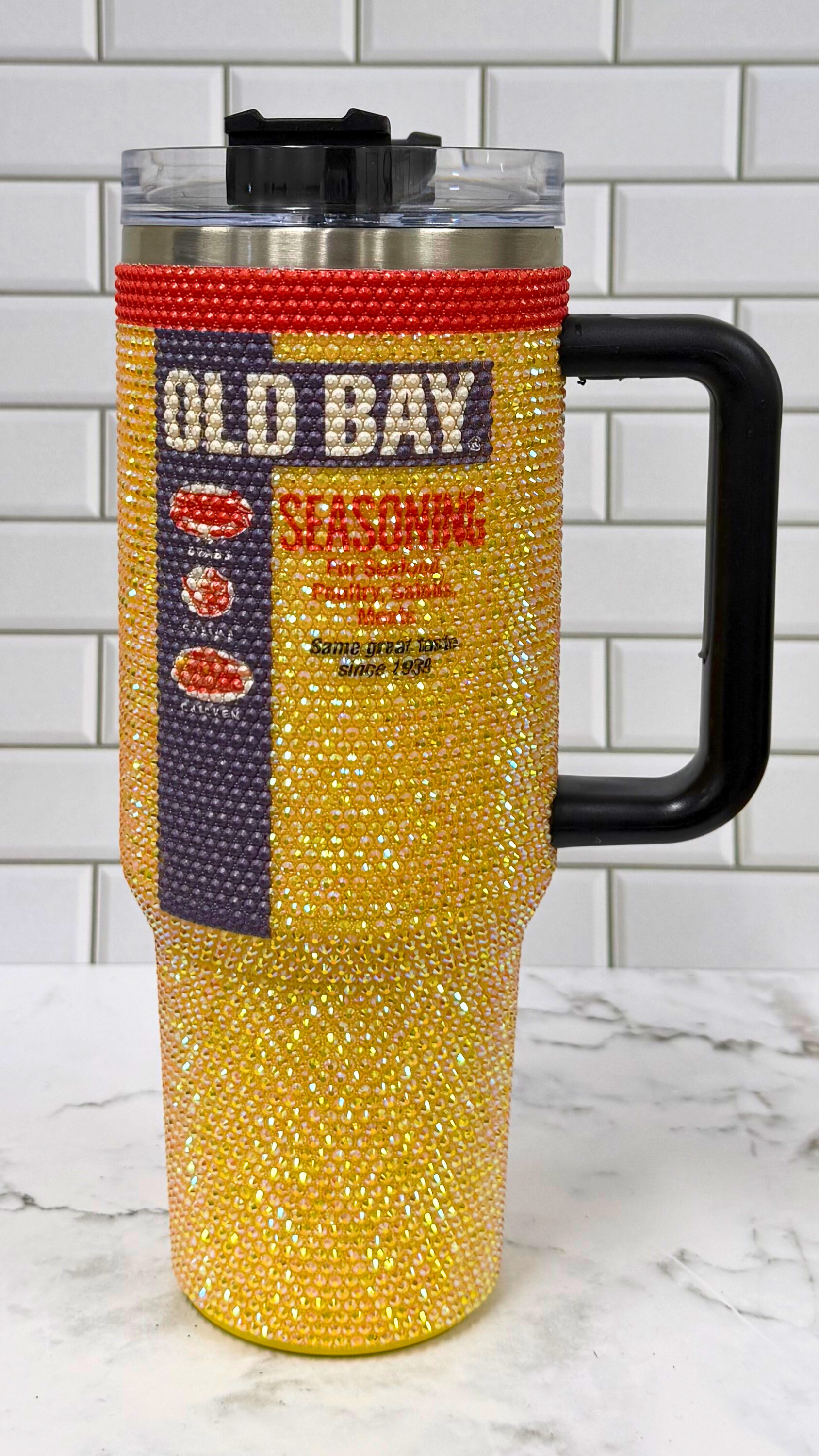 Rhinestone OLD BAY / 40 oz Tumbler with Handle