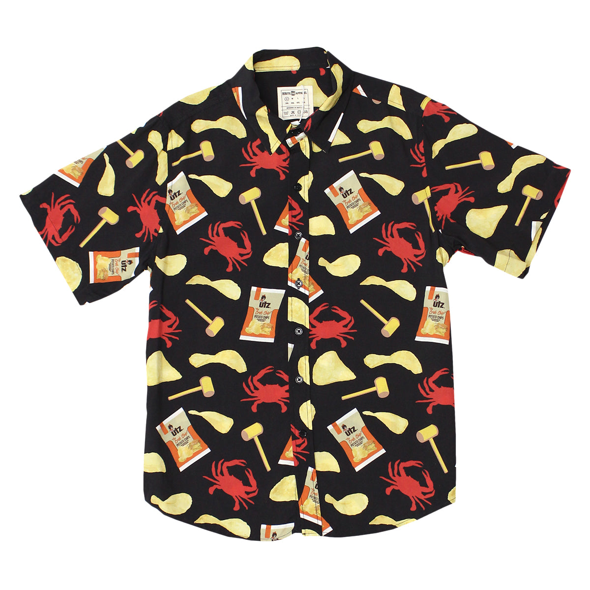 Utz Crab Chips, Mallets, & Crabs (Black) / Hawaiian Shirt - Route One Apparel