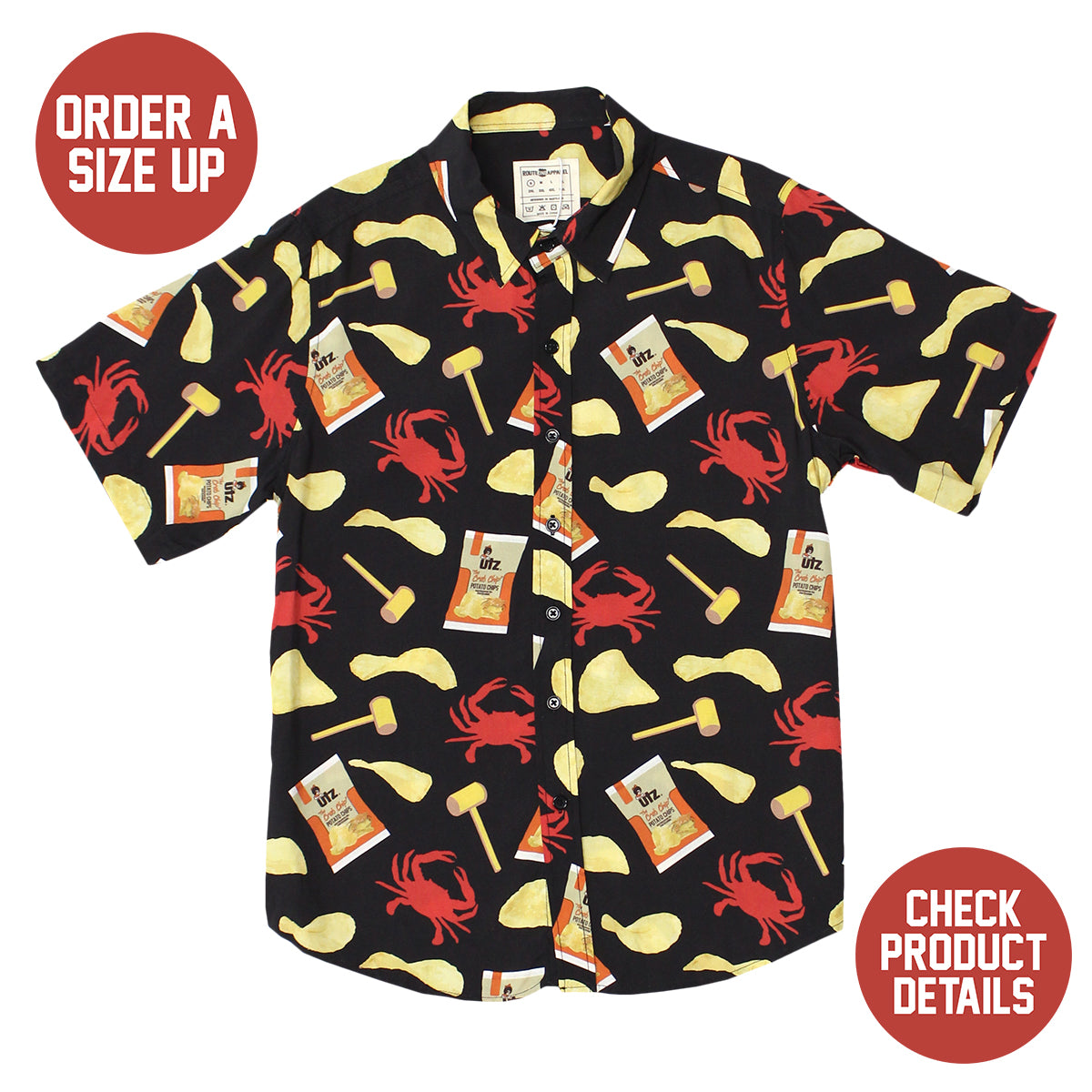 Utz Crab Chips, Mallets, & Crabs (Black) / Hawaiian Shirt - Route One Apparel