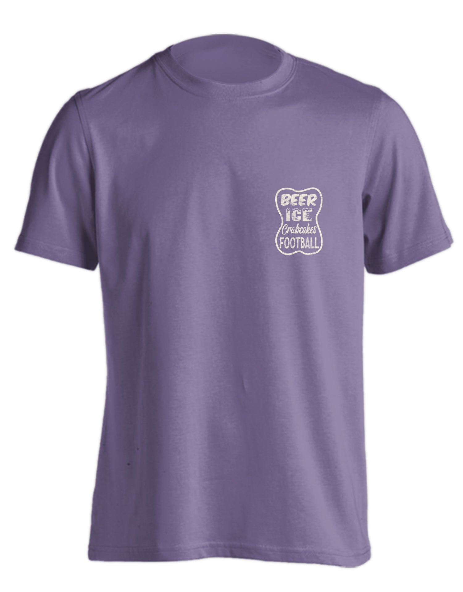 Beer, Ice, Crabcakes, Football (Grape) / T-Shirt