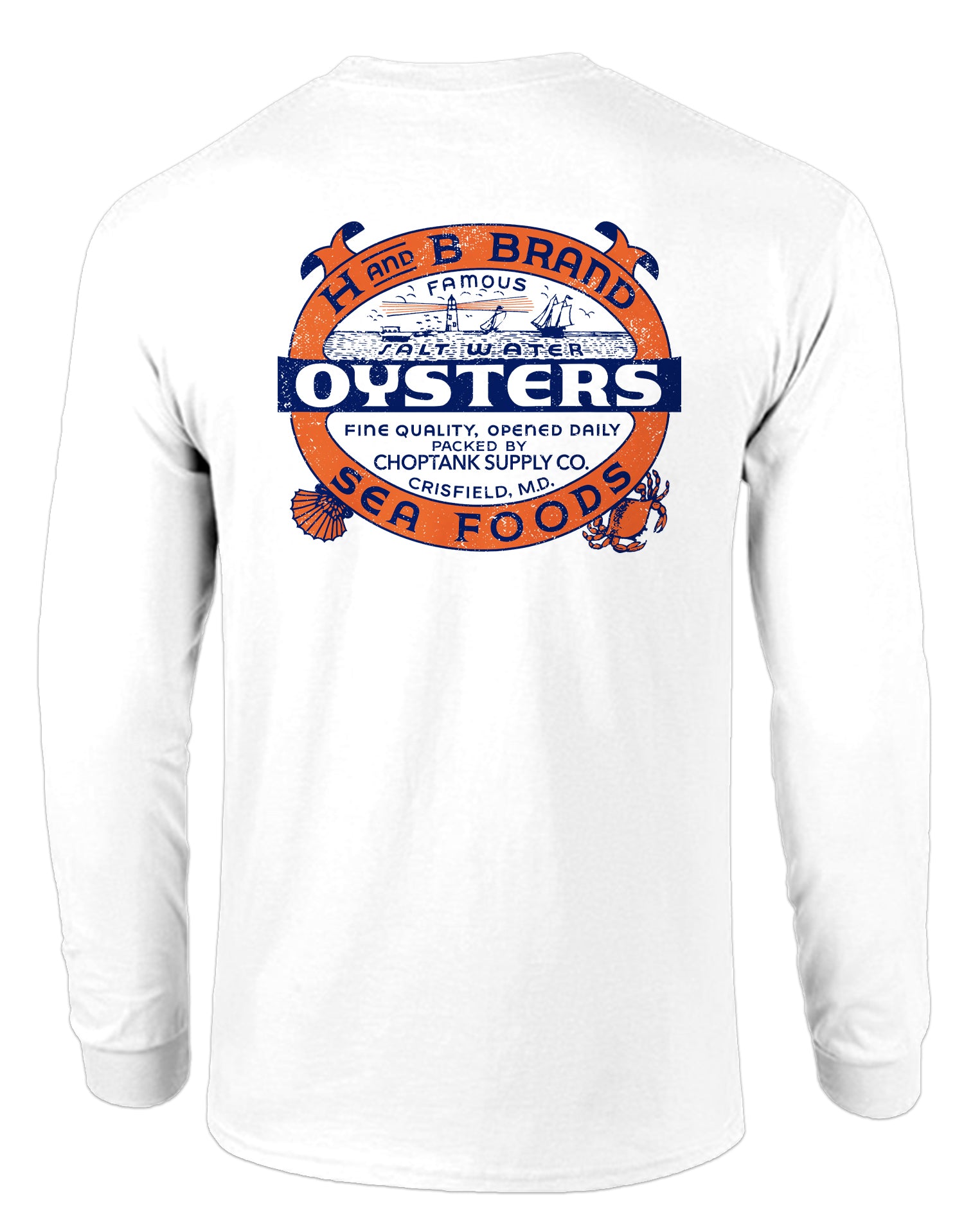 H and B Brand Oysters (White) / Long Sleeve Shirt