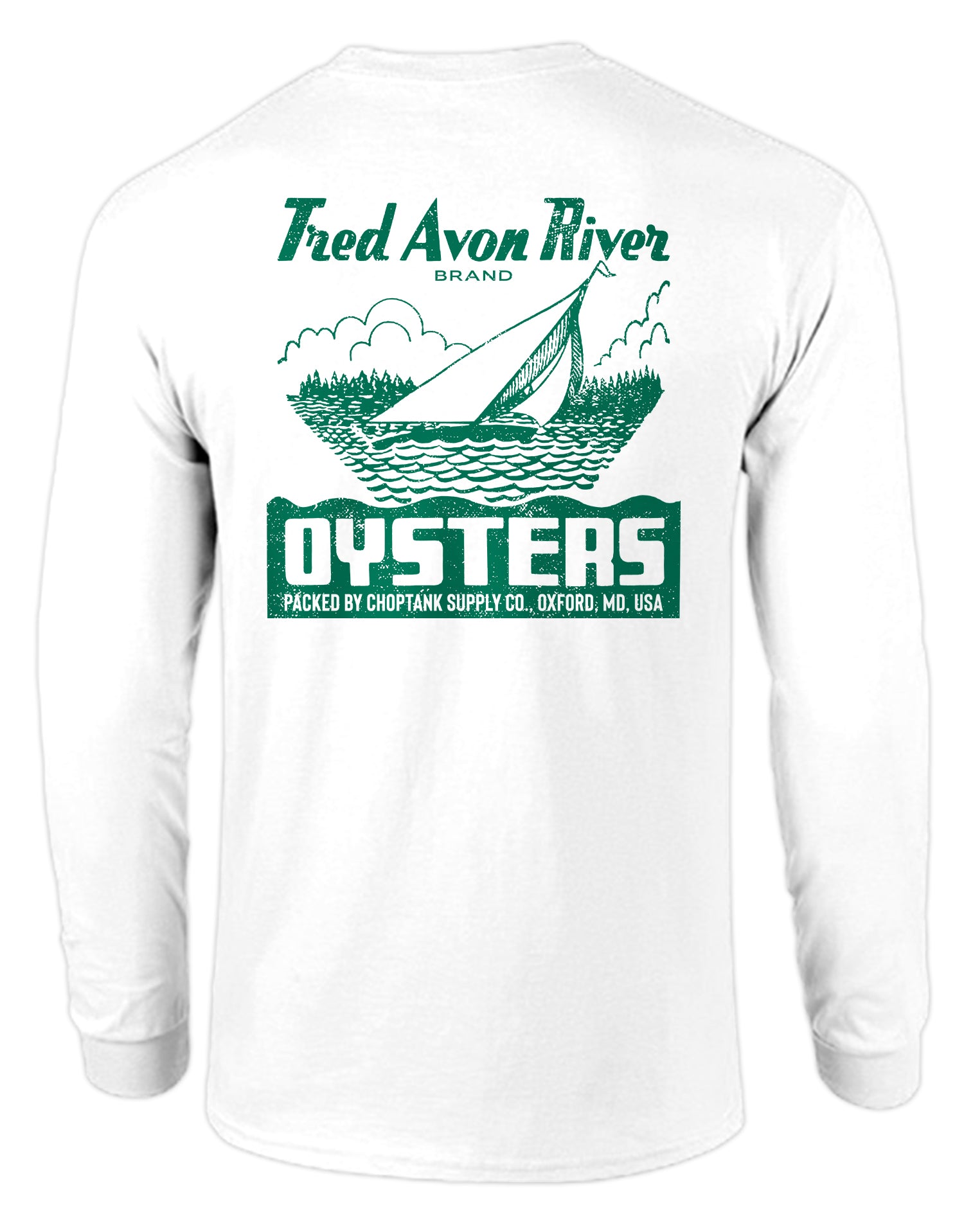 Tred Avon River Brand Oysters (White) / Long Sleeve Shirt
