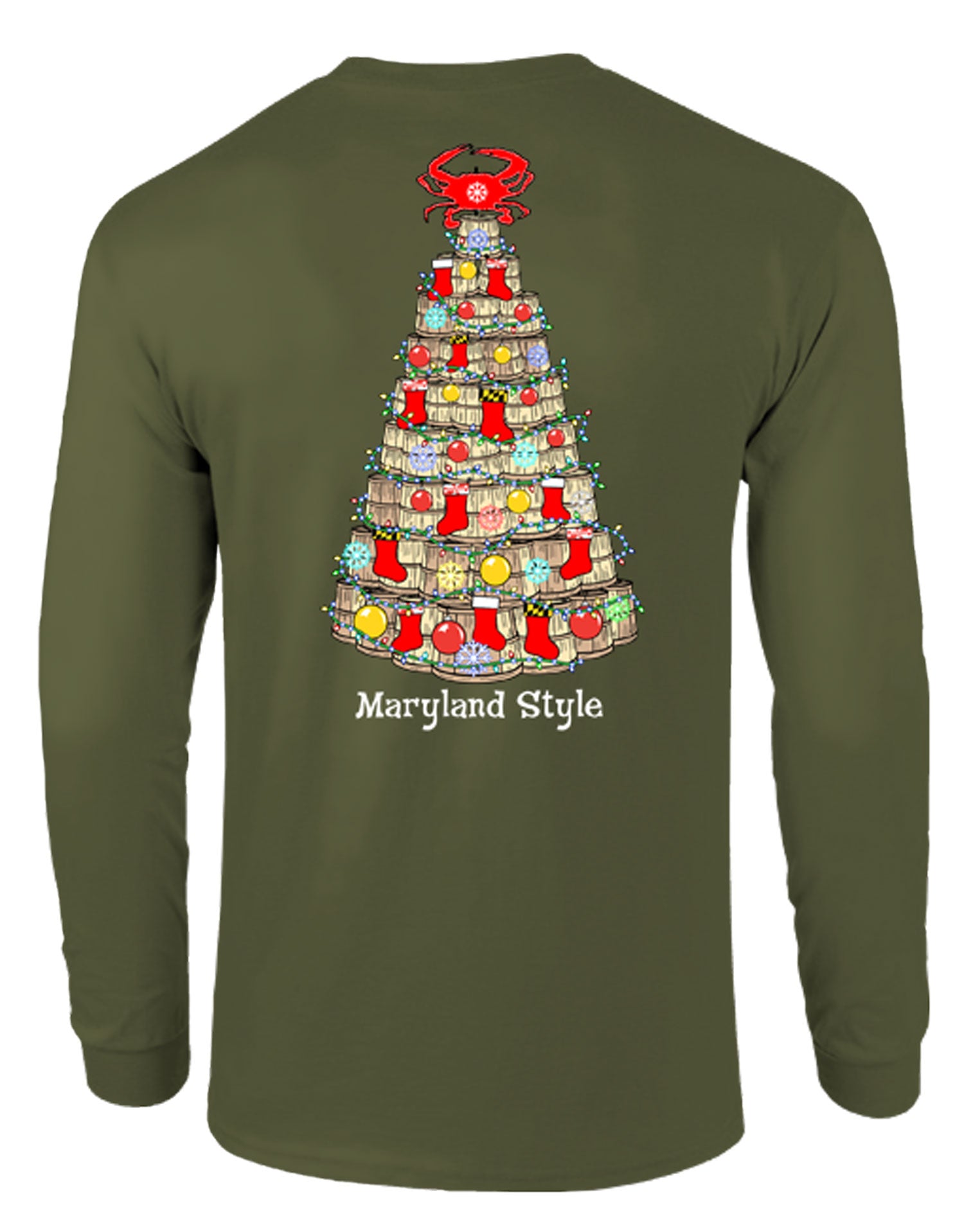 Crab Bushel Tree (Military Green) / Long Sleeve Shirt