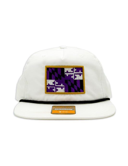Wear Maryland Flock State Flag Hat (White/Black) / 5-Panel Snapback