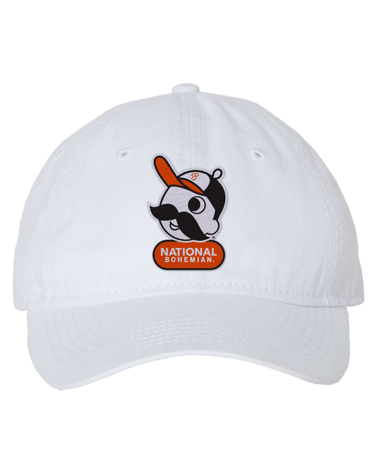 Boh Baseball Logo - National Bohemian Pill  (White) / Baseball Hat