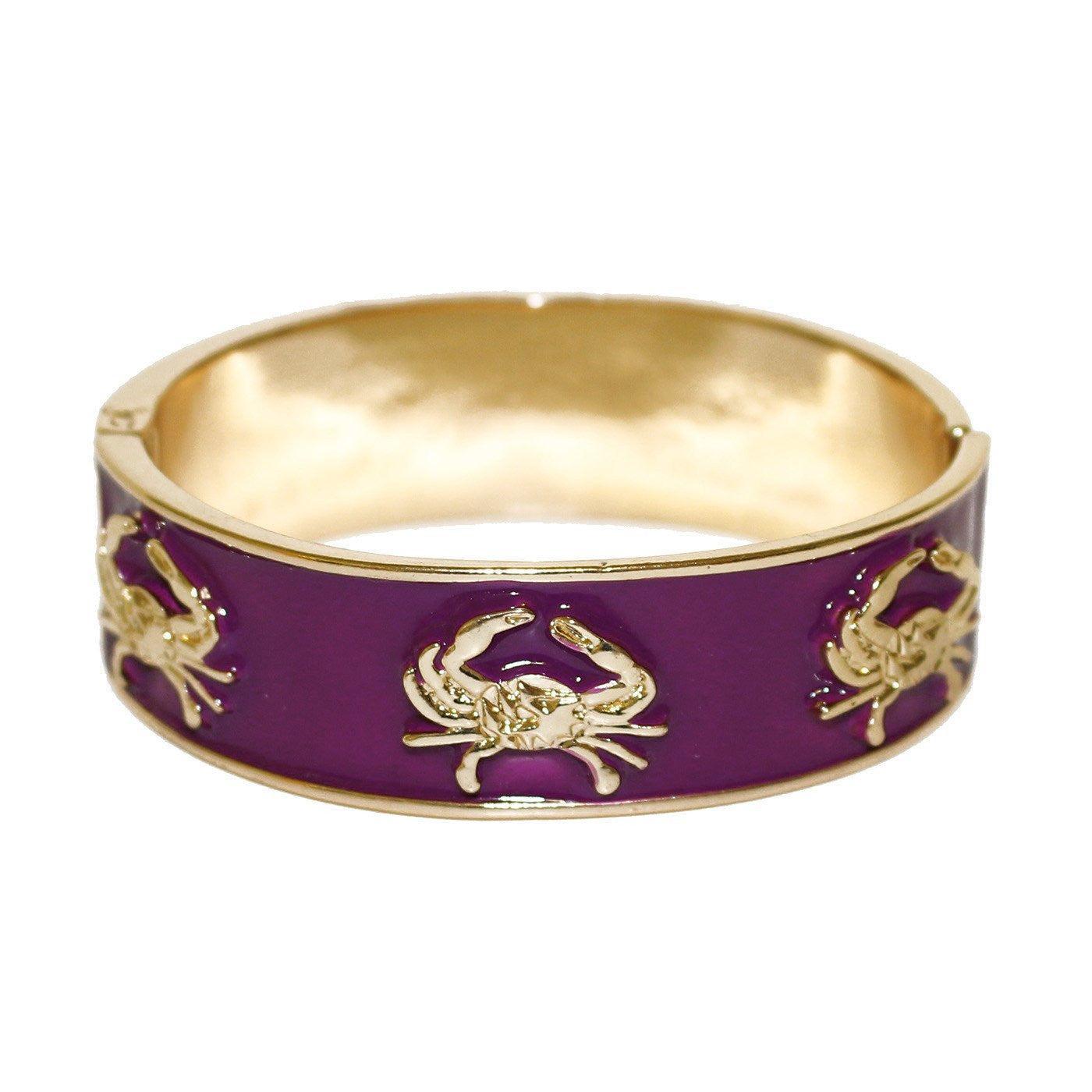 Crab Bracelet (Purple/Gold) / Enamel Bangle Bracelet