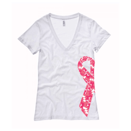 Maryland Breast Cancer Ribbon Awareness (White) / Ladies V-Neck Shirt