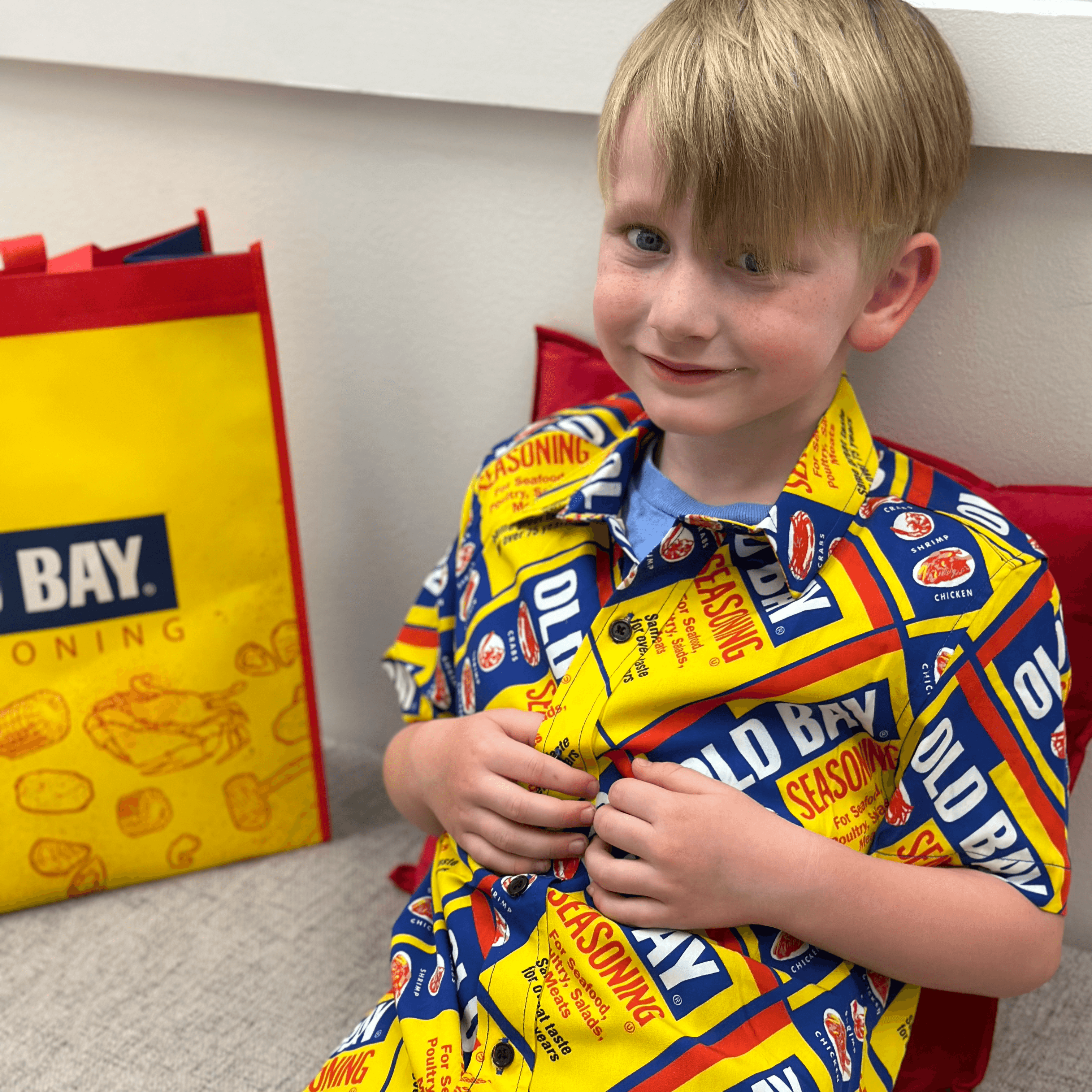 *Youth* Flat OLD BAY Can Pattern / Hawaiian Shirt