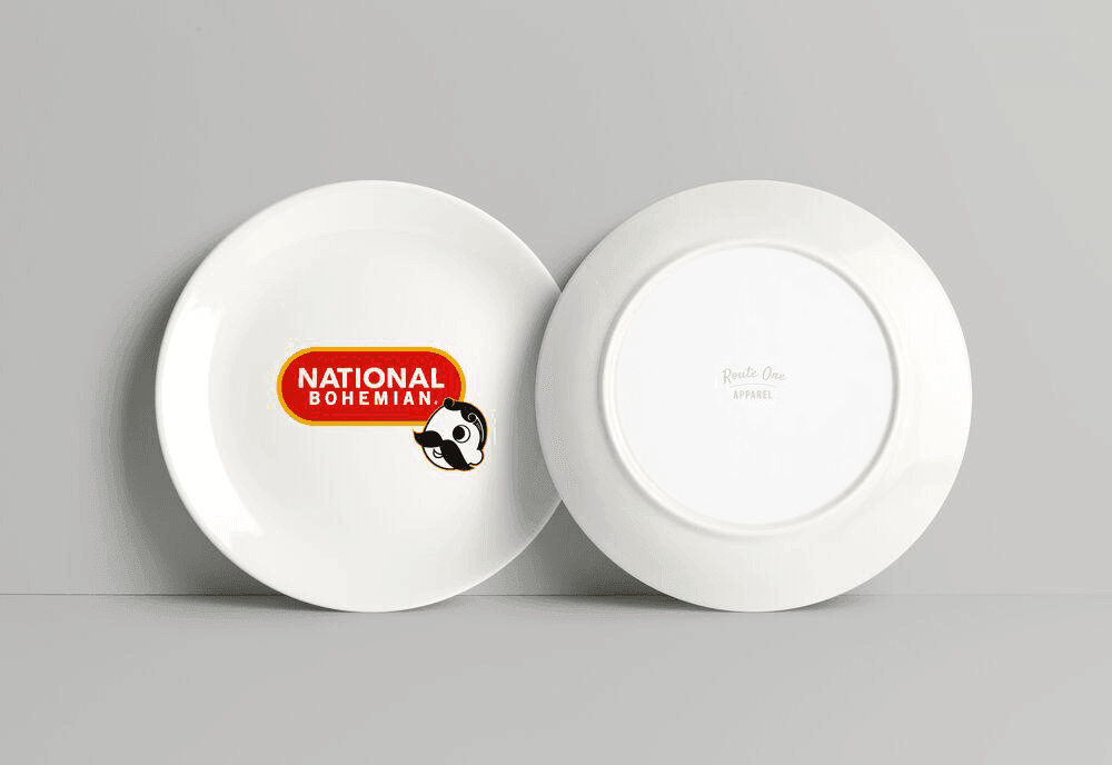 Natty Boh Pill Logo (White) / Plate