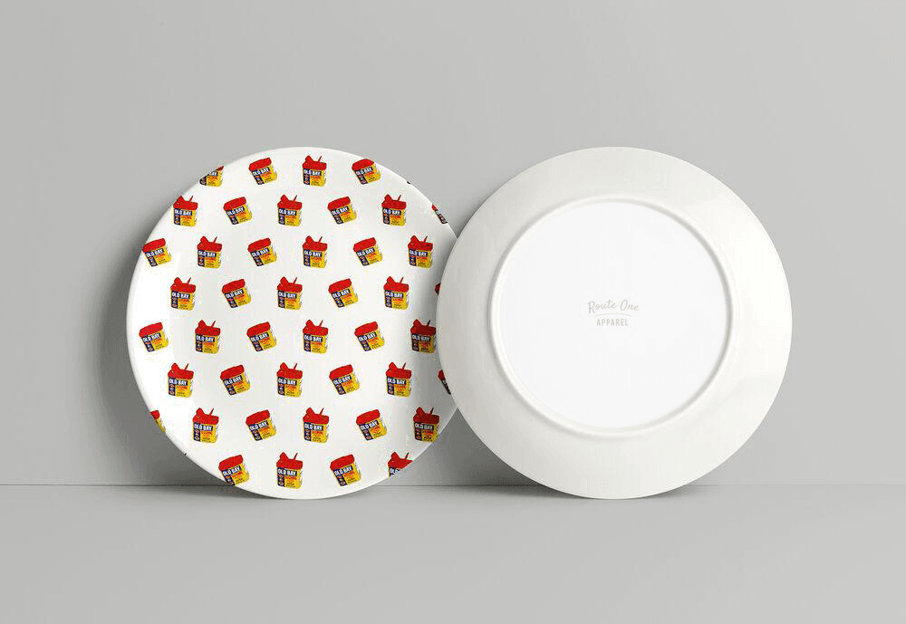 OLD BAY 3-D Can Pattern (White) / Plate