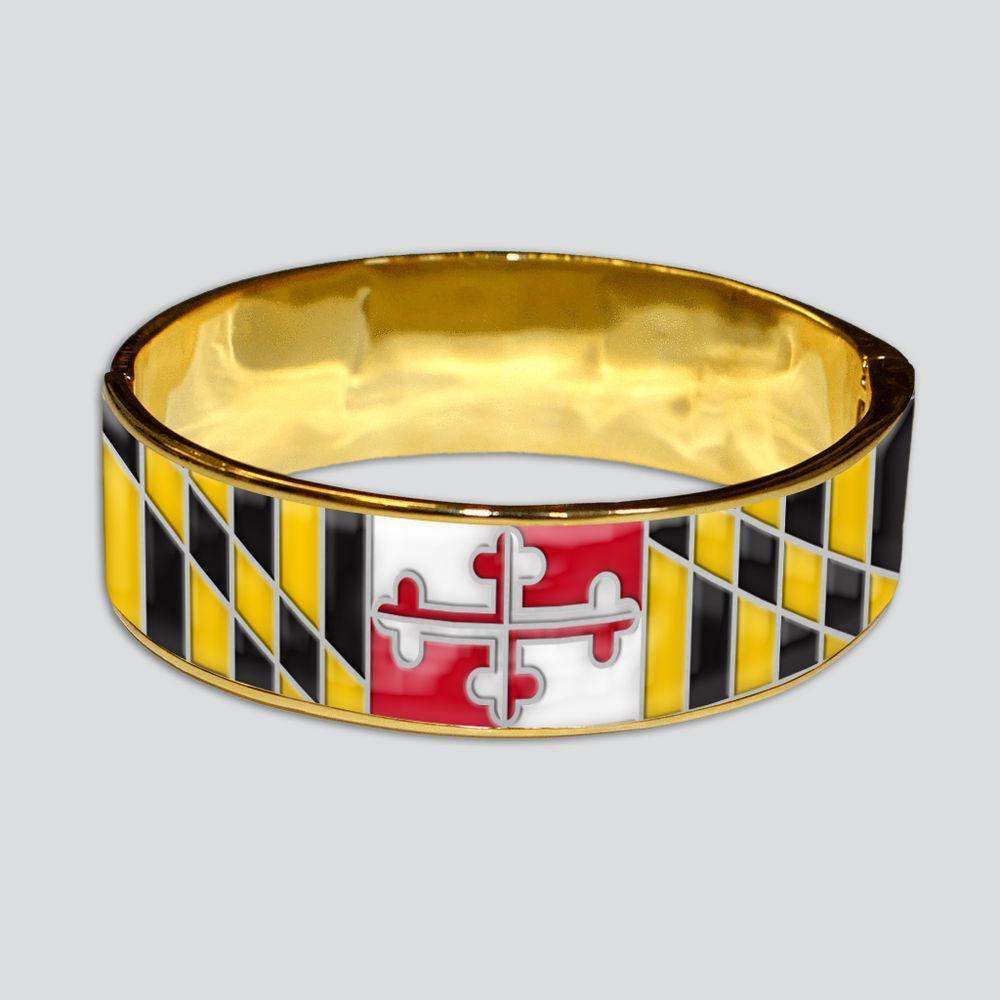 Route One Apparel Maryland Flag Bracelet (Gold) / Enamel Bangle Bracelet Maryland Flag