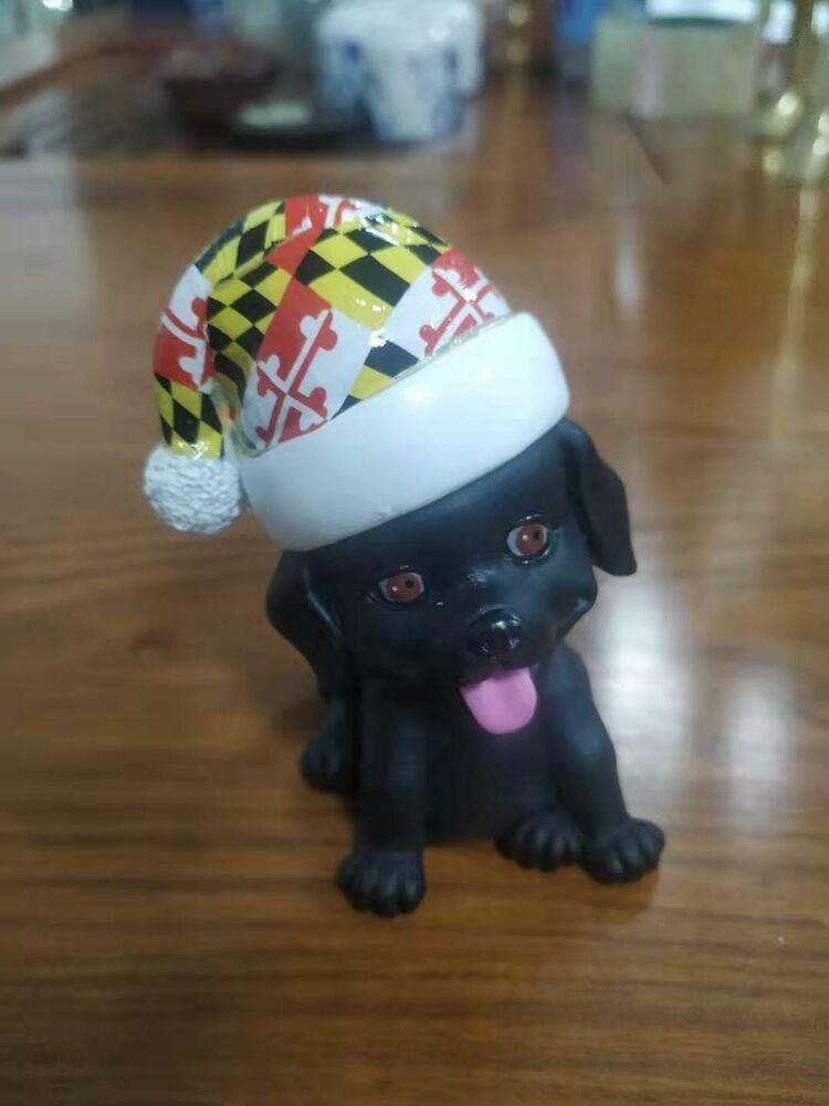 Black Lab with Maryland Santa Hat / 3-D Ornament