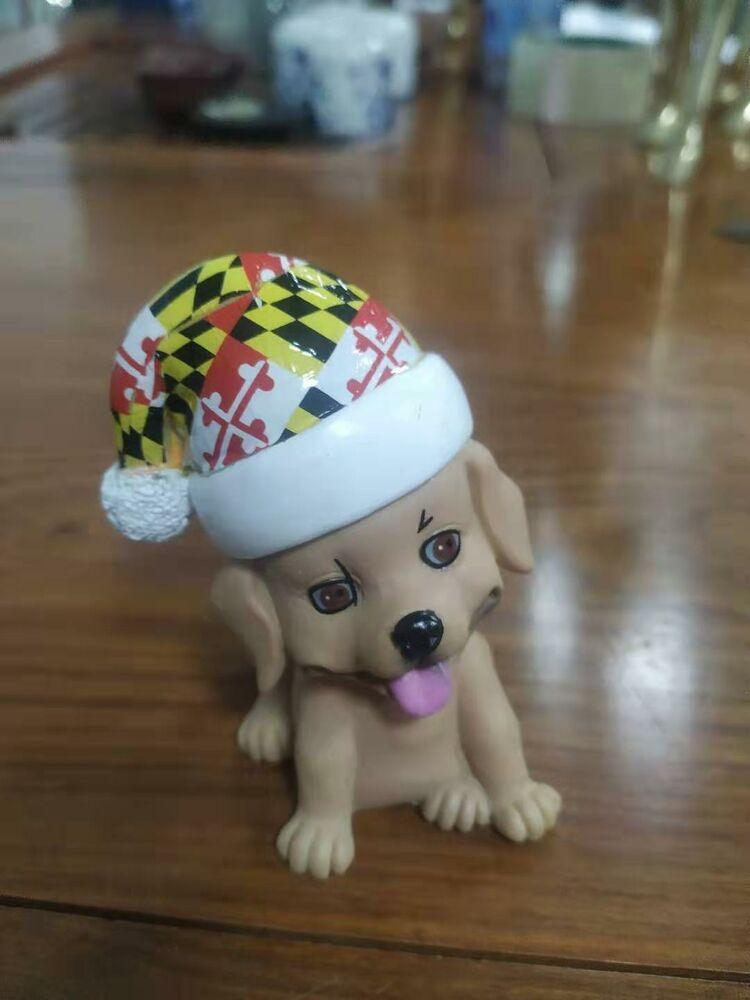 Yellow Lab with Maryland Santa Hat / 3-D Ornament