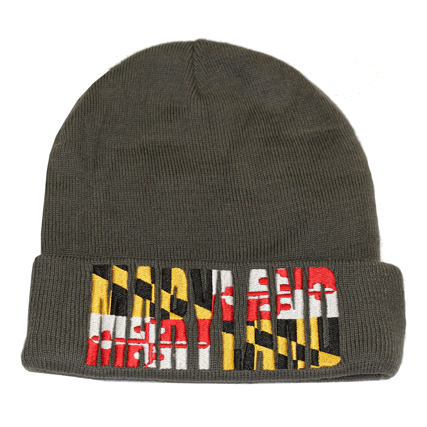 Maryland Flag Embroidered (Grey) / Knit Beanie Cap