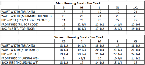 Maryland Flag / Athletic Shorts size chart