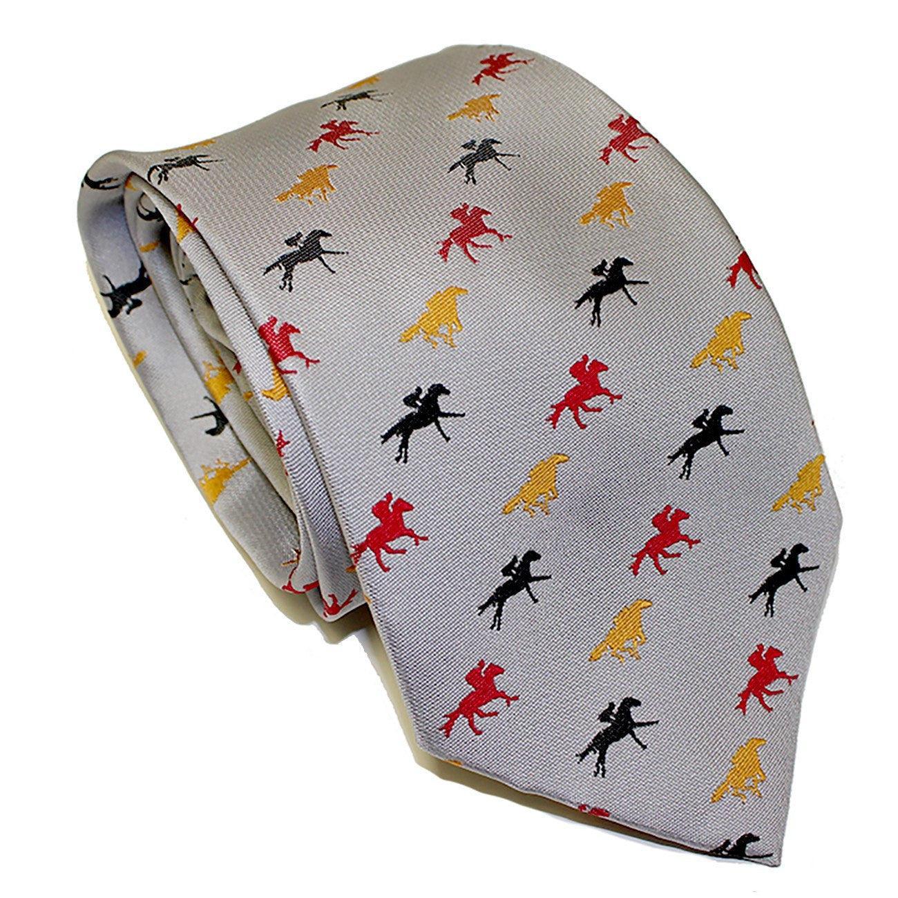 Embroidered Maryland Horse Racing (Silver) / Tie