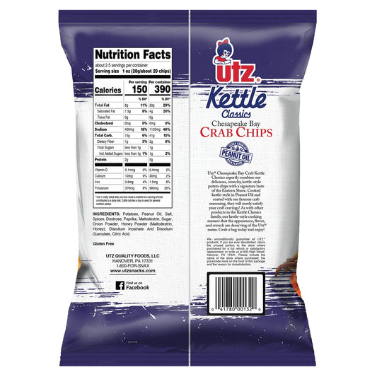 Utz Kettle Classic Crab (16 Pack) / Potato Chips - Route One Apparel