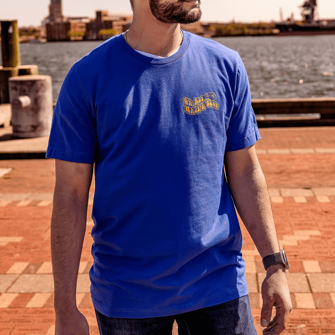 Oh Boy What a Beer - Land of Pleasant Living 70's Retro (Blue) / Shirt - Route One Apparel