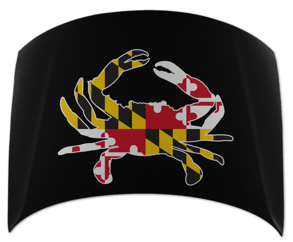 Maryland Flag Crab (Black) / Car Hood Cover - Route One Apparel