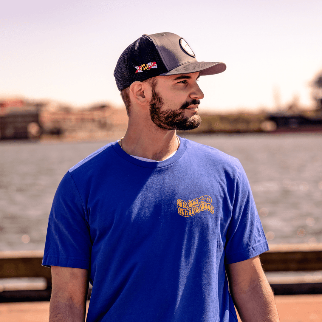 Oh Boy What a Beer - Land of Pleasant Living 70's Retro (Blue) / Shirt - Route One Apparel