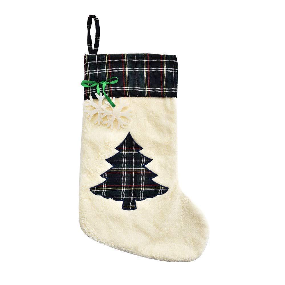 Plaid Christmas Tree (Grey & White) / Christmas Stocking - Route One Apparel