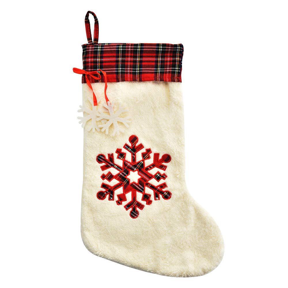 Plaid Snowflake (Red & White) / Christmas Stocking - Route One Apparel