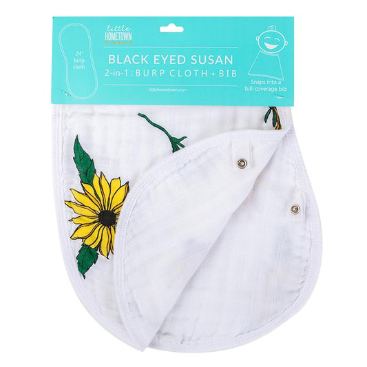 Baby Burp Cloth & Bib Combo:  Black-Eyed Susan by Little Hometown - Route One Apparel