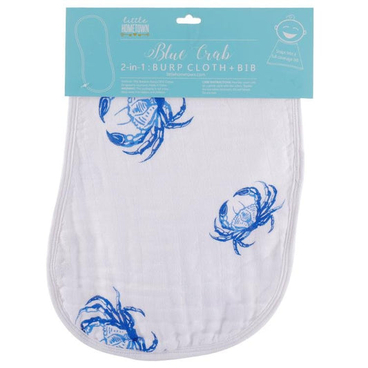 Baby Burp Cloth & Bib Combo: Blue Crab by Little Hometown - Route One Apparel