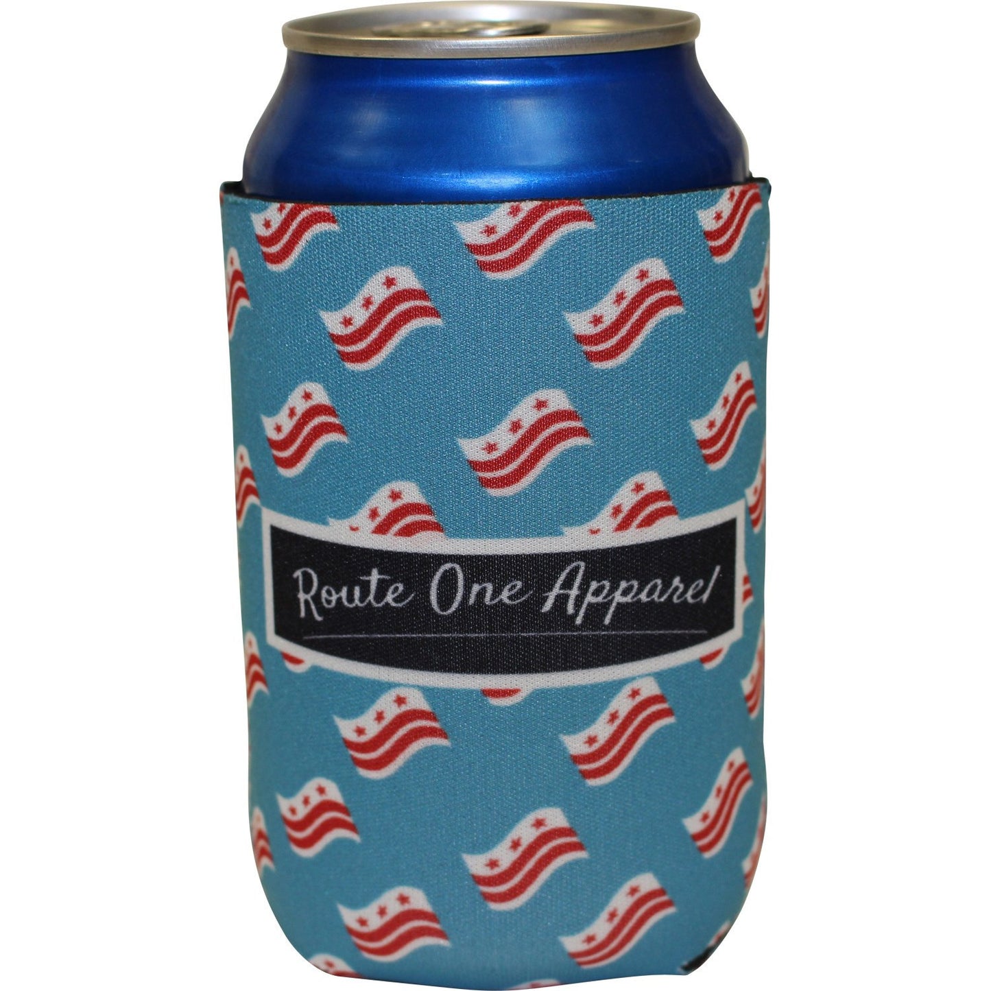 Waving DC Flag Pattern (Sky Blue) / Can Cooler - Route One Apparel