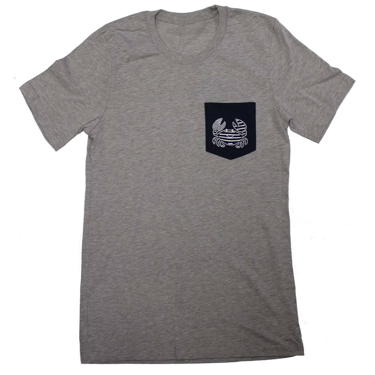 Stars & Stripes Crab (Light Heather and Navy) / Pocket Shirt - Route One Apparel