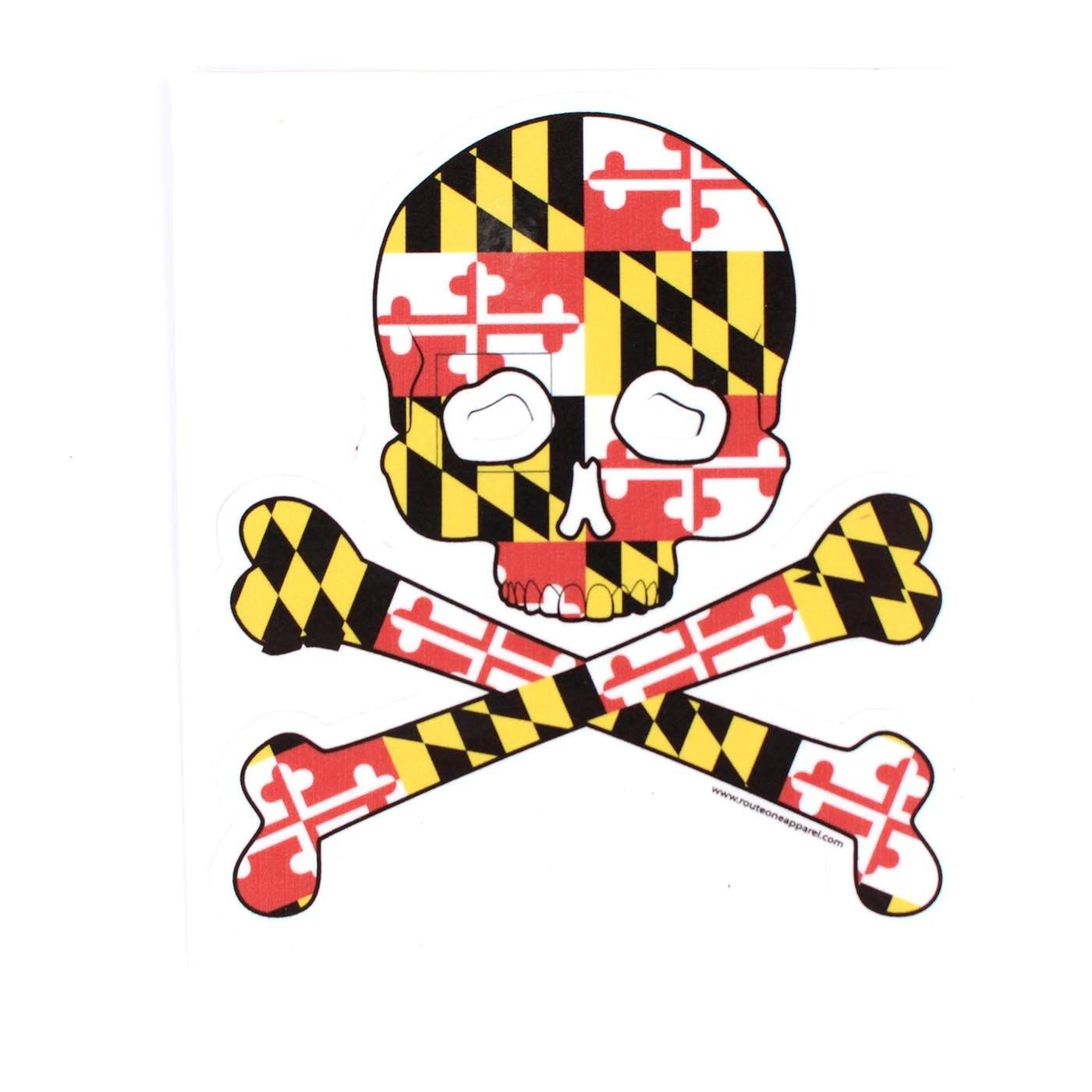 Maryland Flag Skull & Bones / Sticker - Route One Apparel
