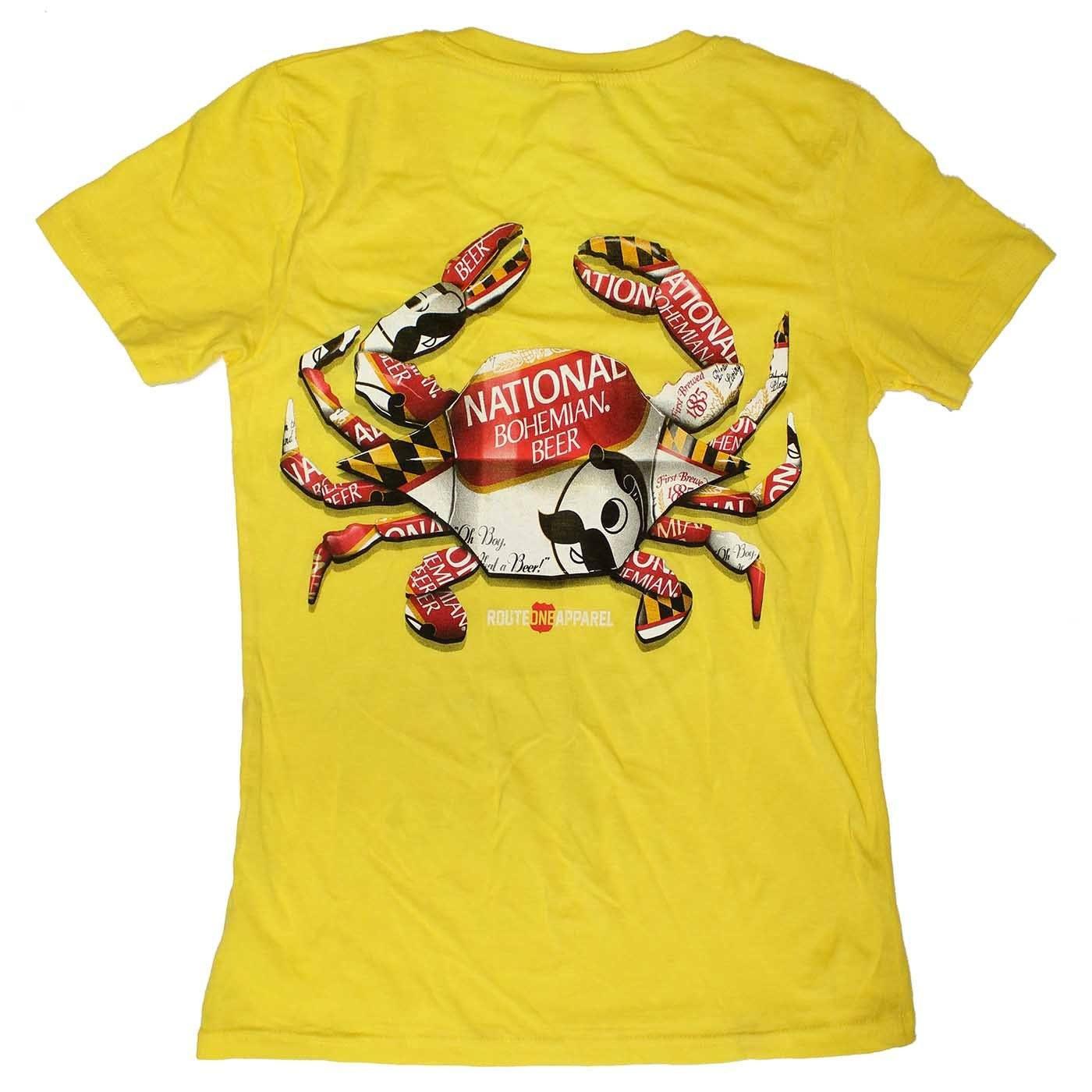 Natty Boh Can Crab (Lemon Zest) / Ladies V-Neck Shirt - Route One Apparel